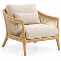 Poltrona, schienale a listelli curvi e cuscino imbottito, marrone/beige