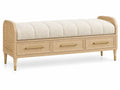 Panca, tre cassetti e seduta imbottita, marrone/beige