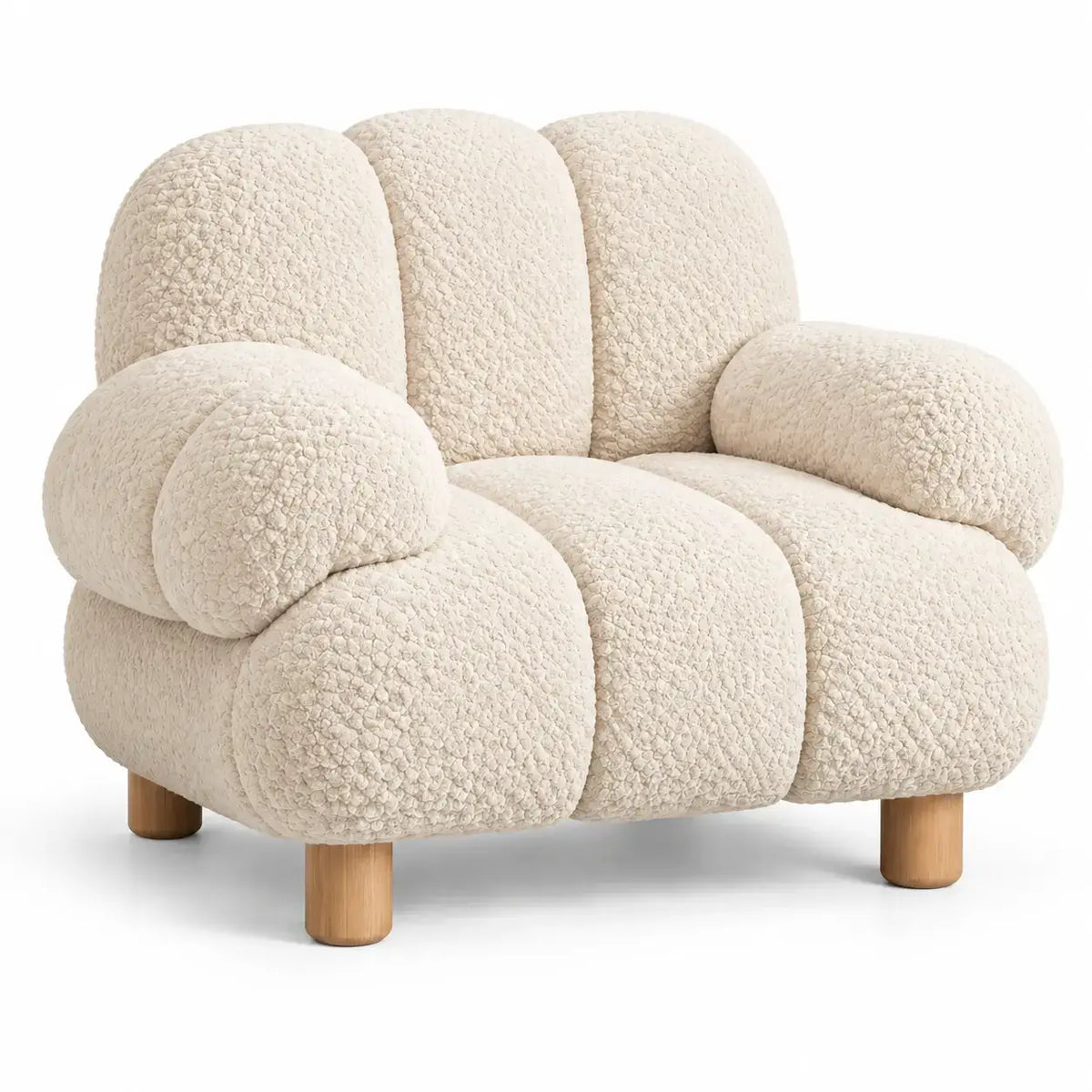 Poltrona, seduta a spicchi e braccioli arrotondati, beige/marrone